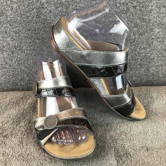 Romika Leather Silver and Black Croc Print Fidschi-22 Comfort Shoes Sz 39|8.5 US - Picture 1 of 10